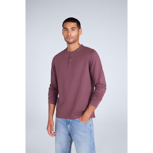 Dark Purple - Front - Animal Mens Noah Organic Henley T-Shirt