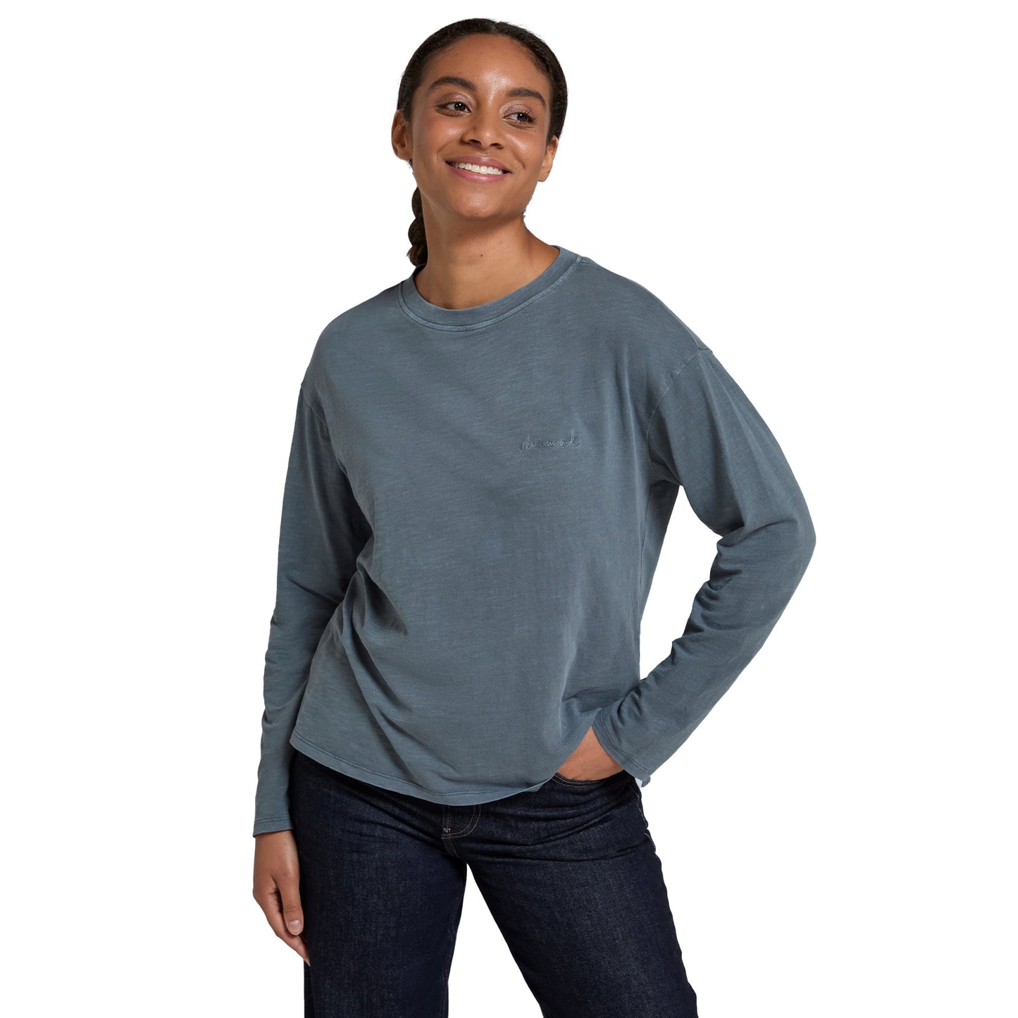 Petrol - Front - Animal Womens-Ladies Lola Organic Long-Sleeved T-Shirt