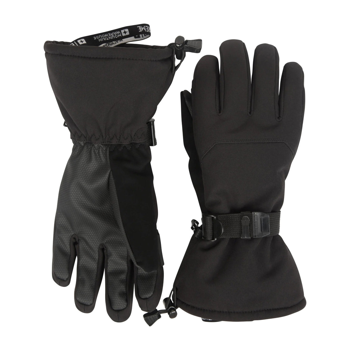 Black - Side - Mountain Warehouse Mens Extreme Waterproof Softshell Ski Gloves