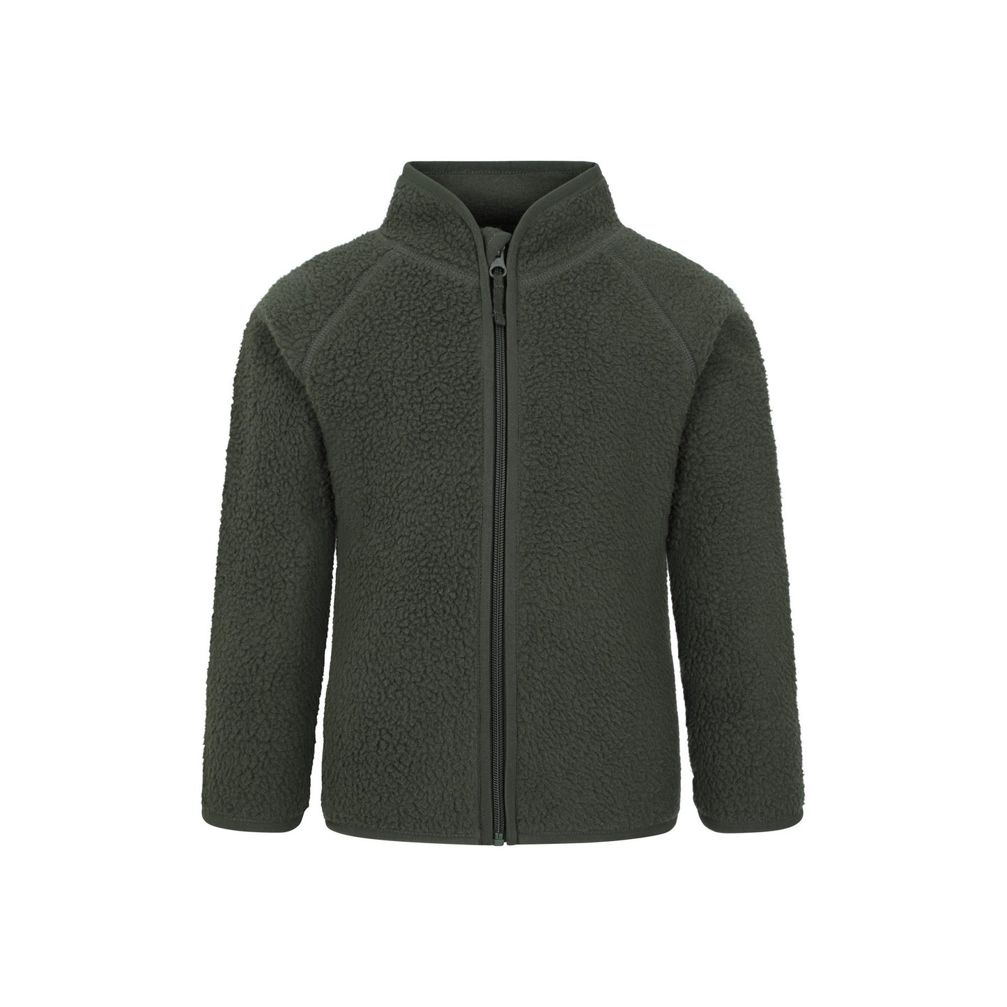 Dark Khaki - Front - Mountain Warehouse Childrens-Kids Fern Borg Raglan Fleece Jacket