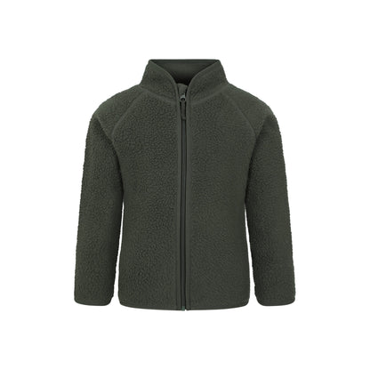 Dark Khaki - Front - Mountain Warehouse Childrens-Kids Fern Borg Raglan Fleece Jacket