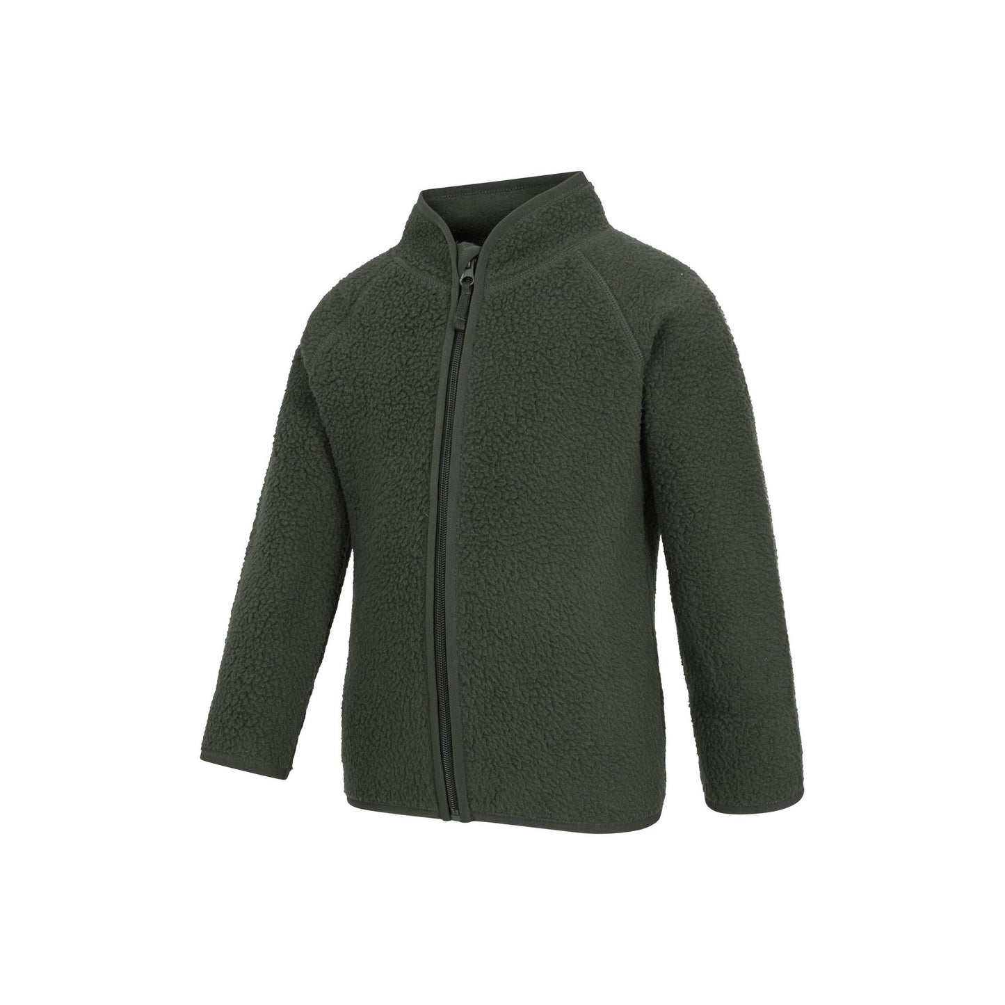 Dark Khaki - Side - Mountain Warehouse Childrens-Kids Fern Borg Raglan Fleece Jacket