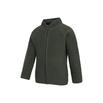 Dark Khaki - Side - Mountain Warehouse Childrens-Kids Fern Borg Raglan Fleece Jacket
