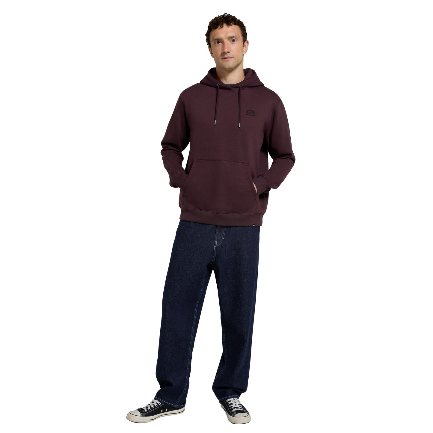 Burgundy - Side - Animal Mens Nick Organic Heavyweight Hoodie