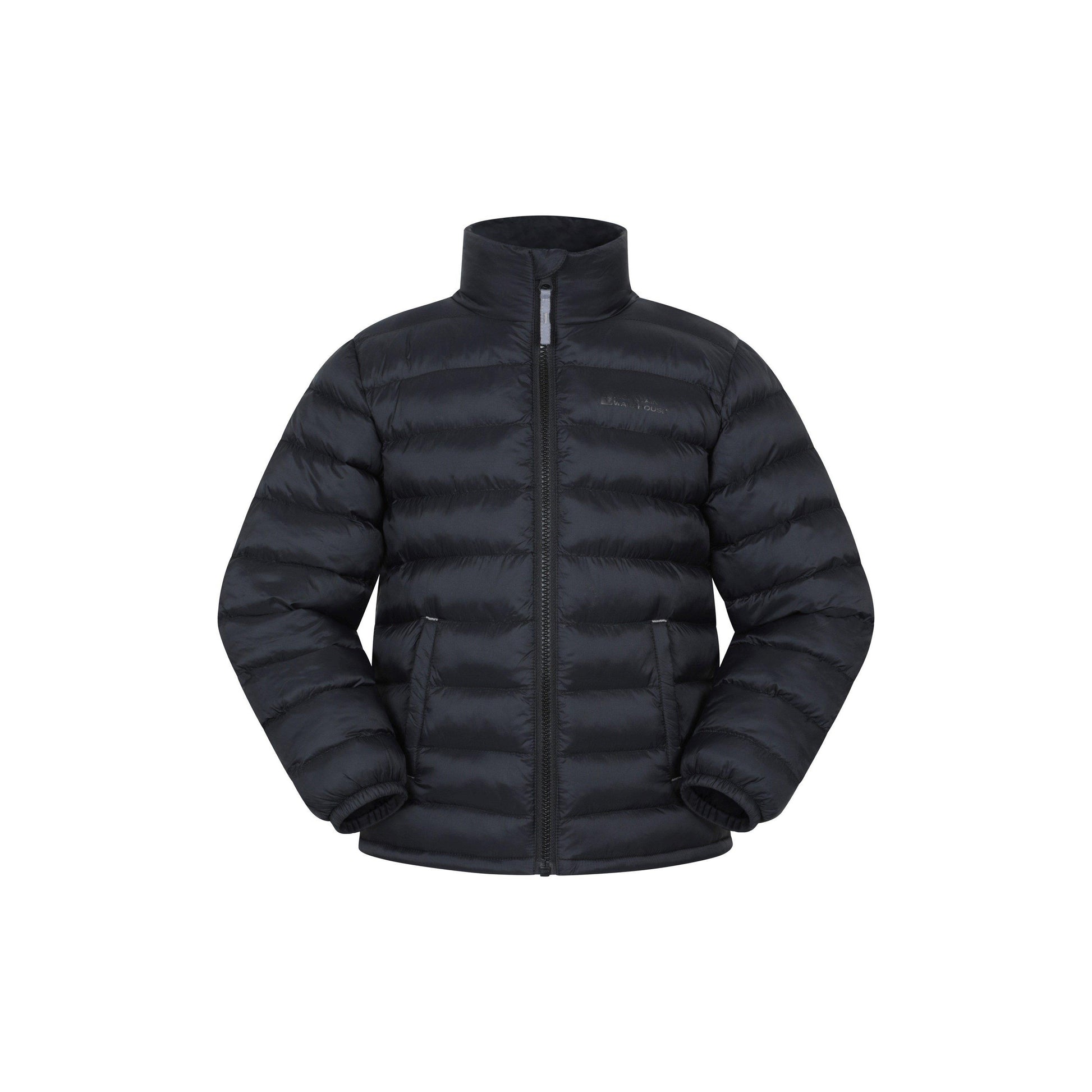 Jet Black - Front - Mountain Warehouse Childrens-Kids Vista Water Resistant Padded Jacket