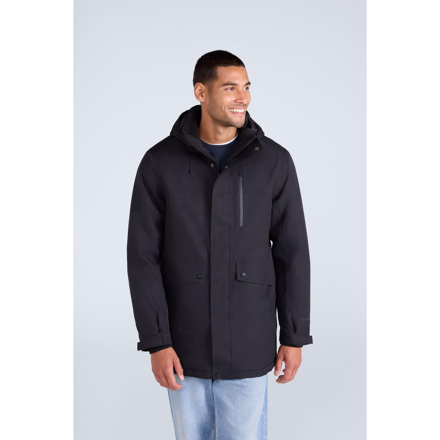 Black - Front - Animal Mens Lisbon Waterproof Parka