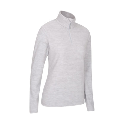 Light Grey - Side - Mountain Warehouse Womens-Ladies Snowdon Melange Half Zip Fleece Top
