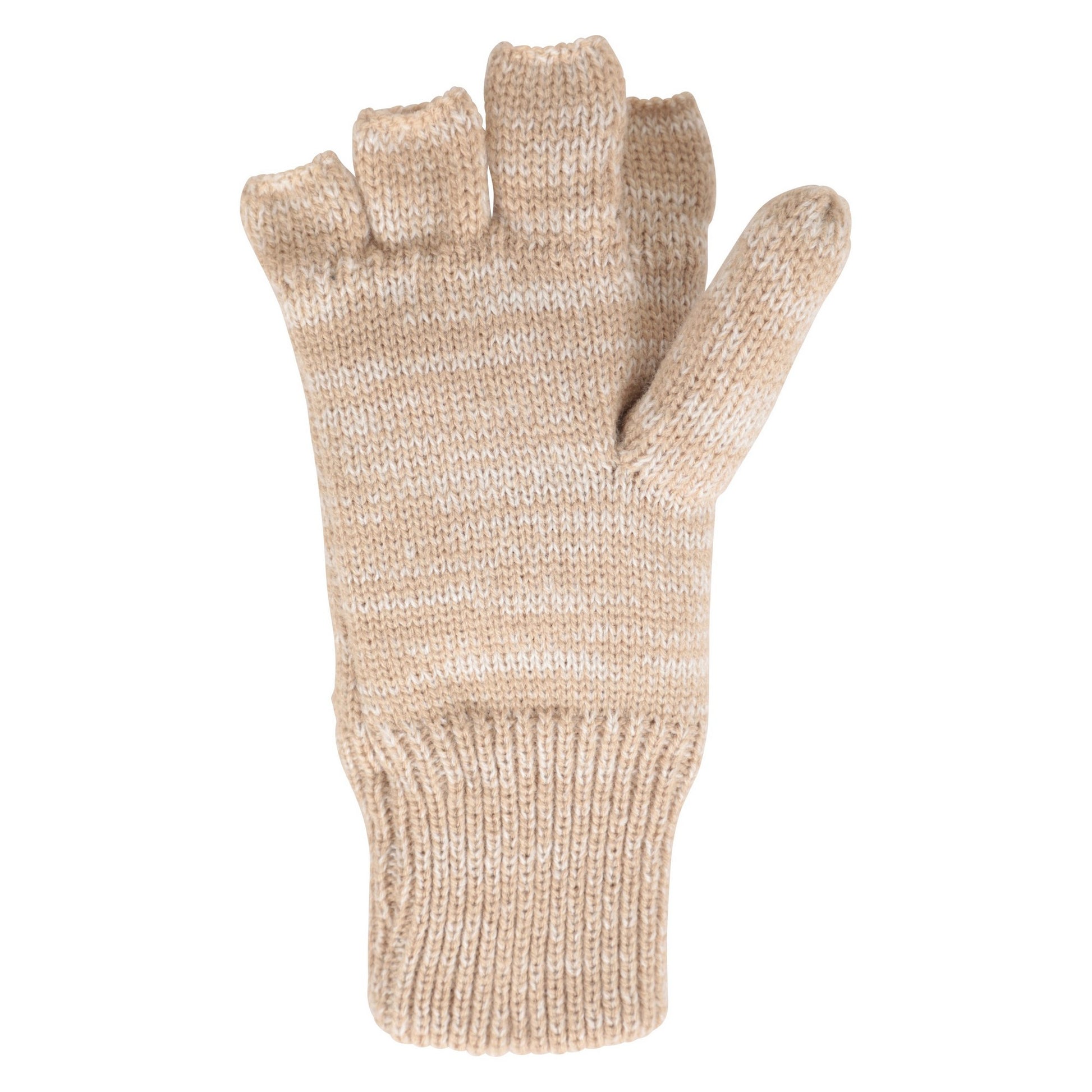 Beige - Back - Mountain Warehouse Womens-Ladies Faux Fur Lined Fingerless Gloves
