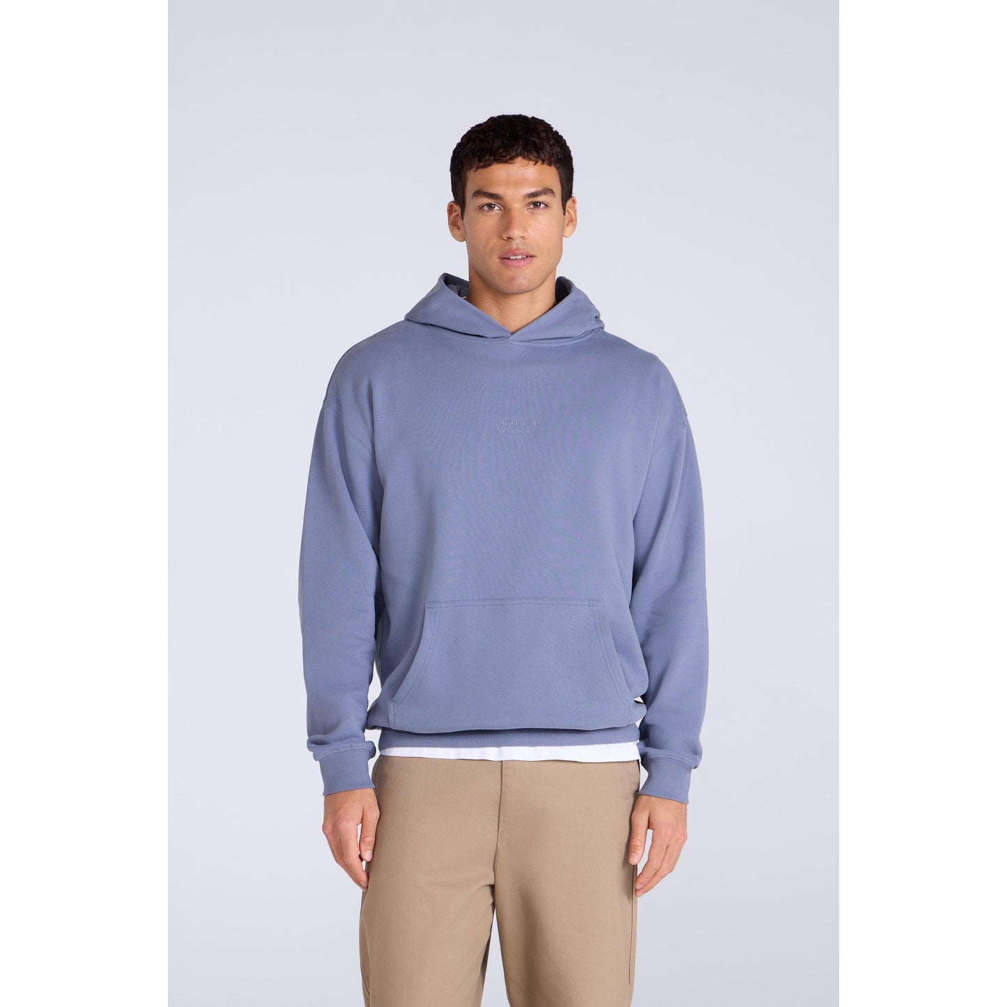 Blue - Front - Animal Mens Icon Organic Drop Shoulder Hoodie