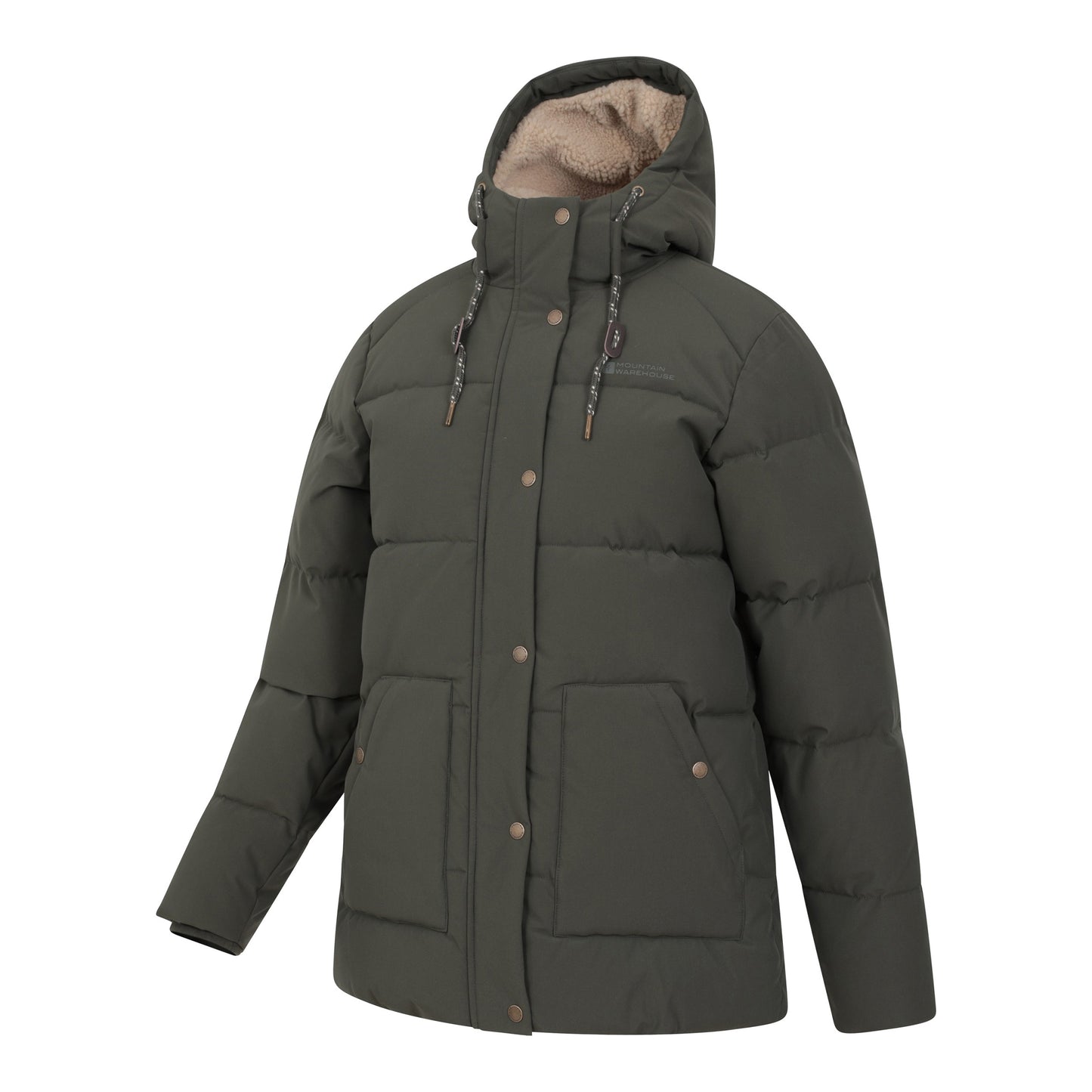Khaki Green - Lifestyle - Mountain Warehouse Womens-Ladies Manta Borg Lined Padded Jacket