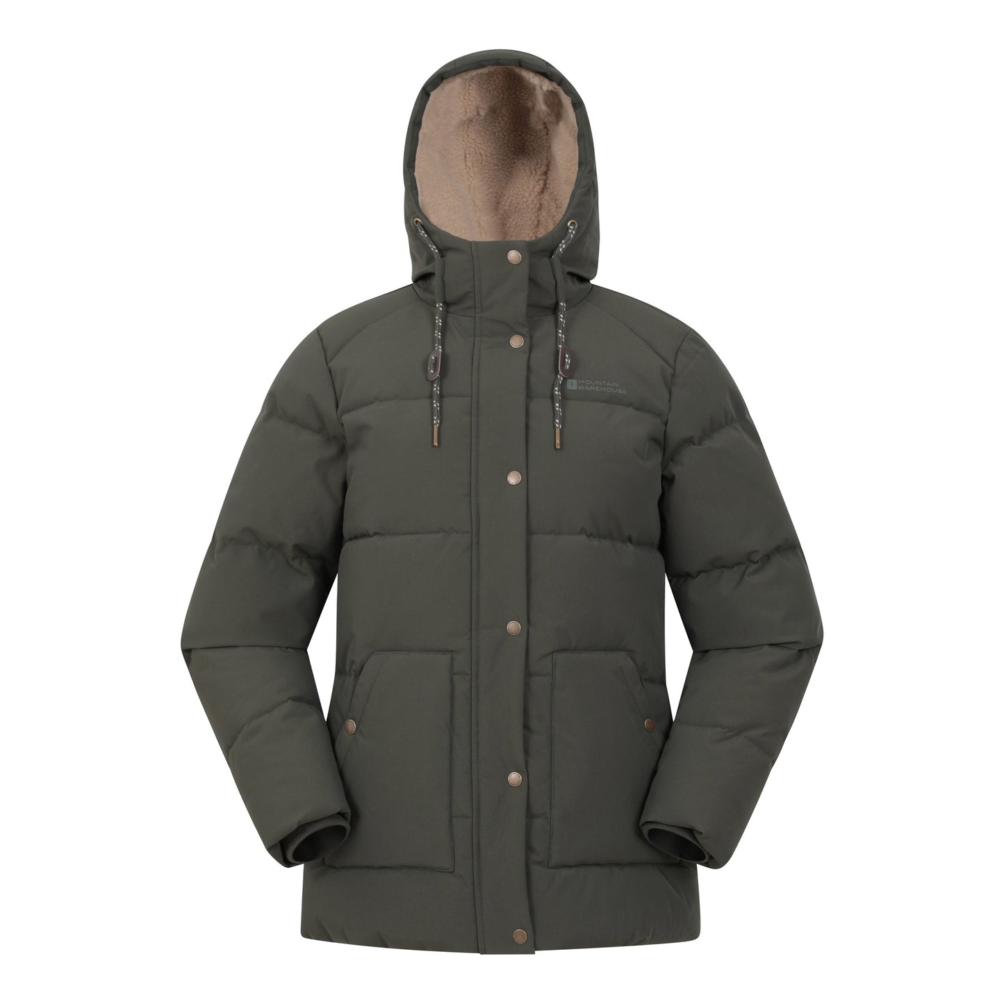 Khaki Green - Front - Mountain Warehouse Womens-Ladies Manta Borg Lined Padded Jacket