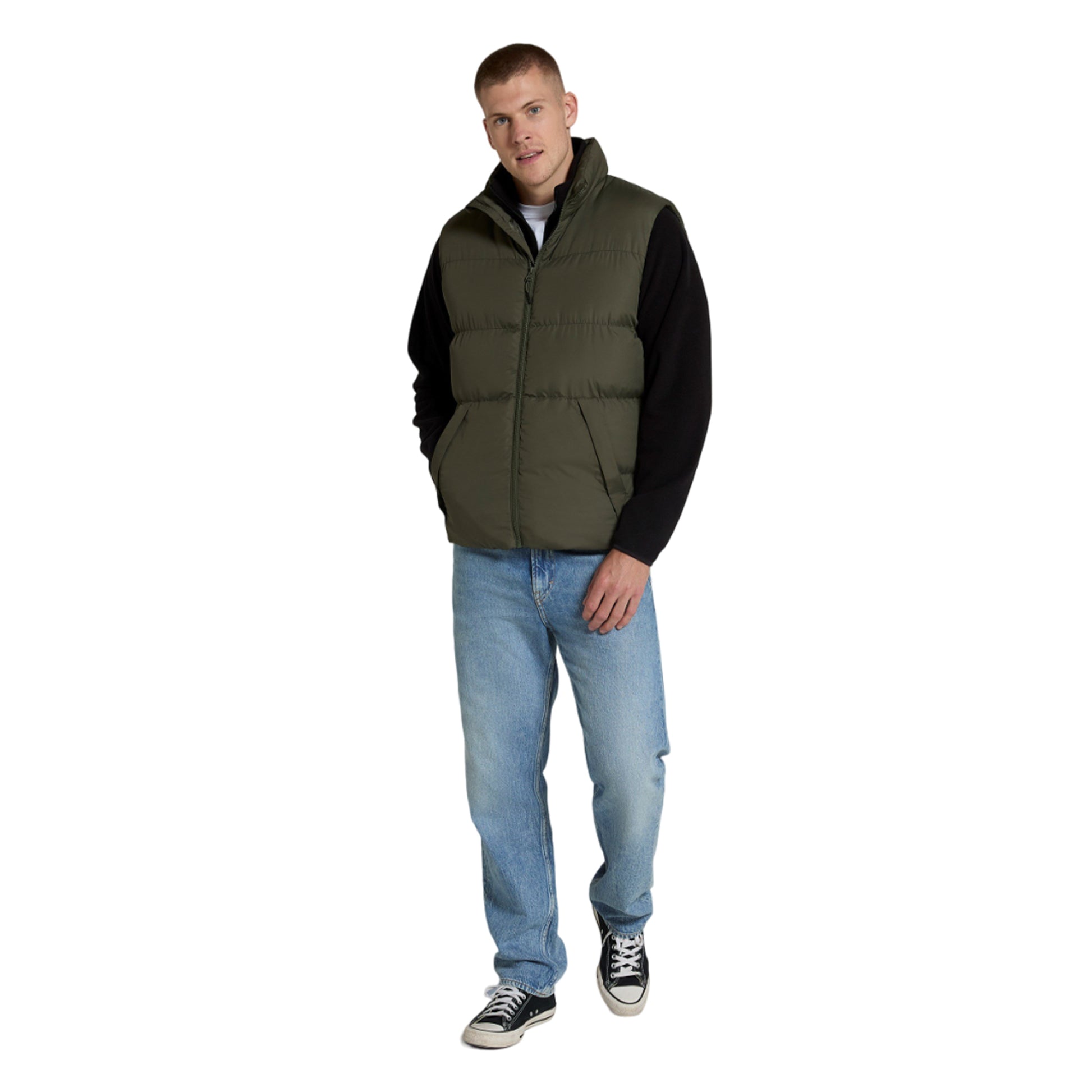 Dark Khaki - Side - Animal Mens Haworth Padded Gilet