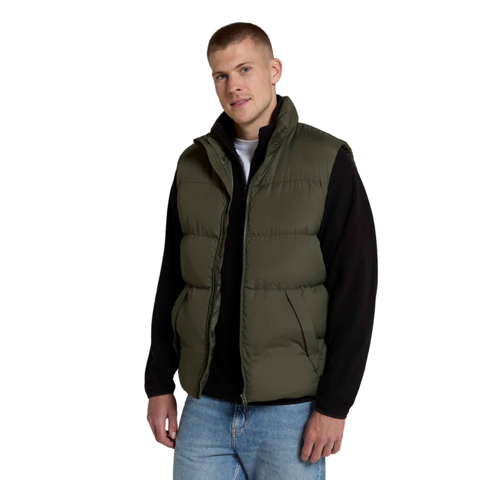 Dark Khaki - Front - Animal Mens Haworth Padded Gilet