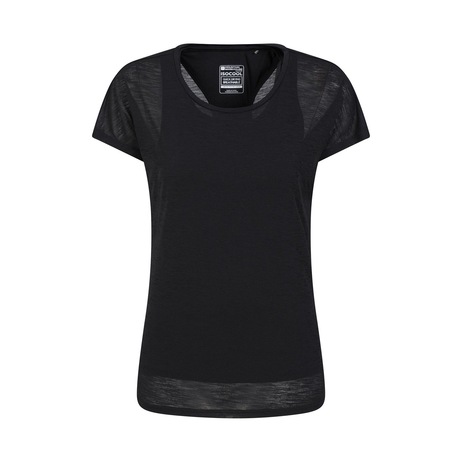 Black - Front - Mountain Warehouse Womens-Ladies Double Layered T-Shirt