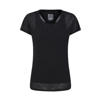 Black - Front - Mountain Warehouse Womens-Ladies Double Layered T-Shirt