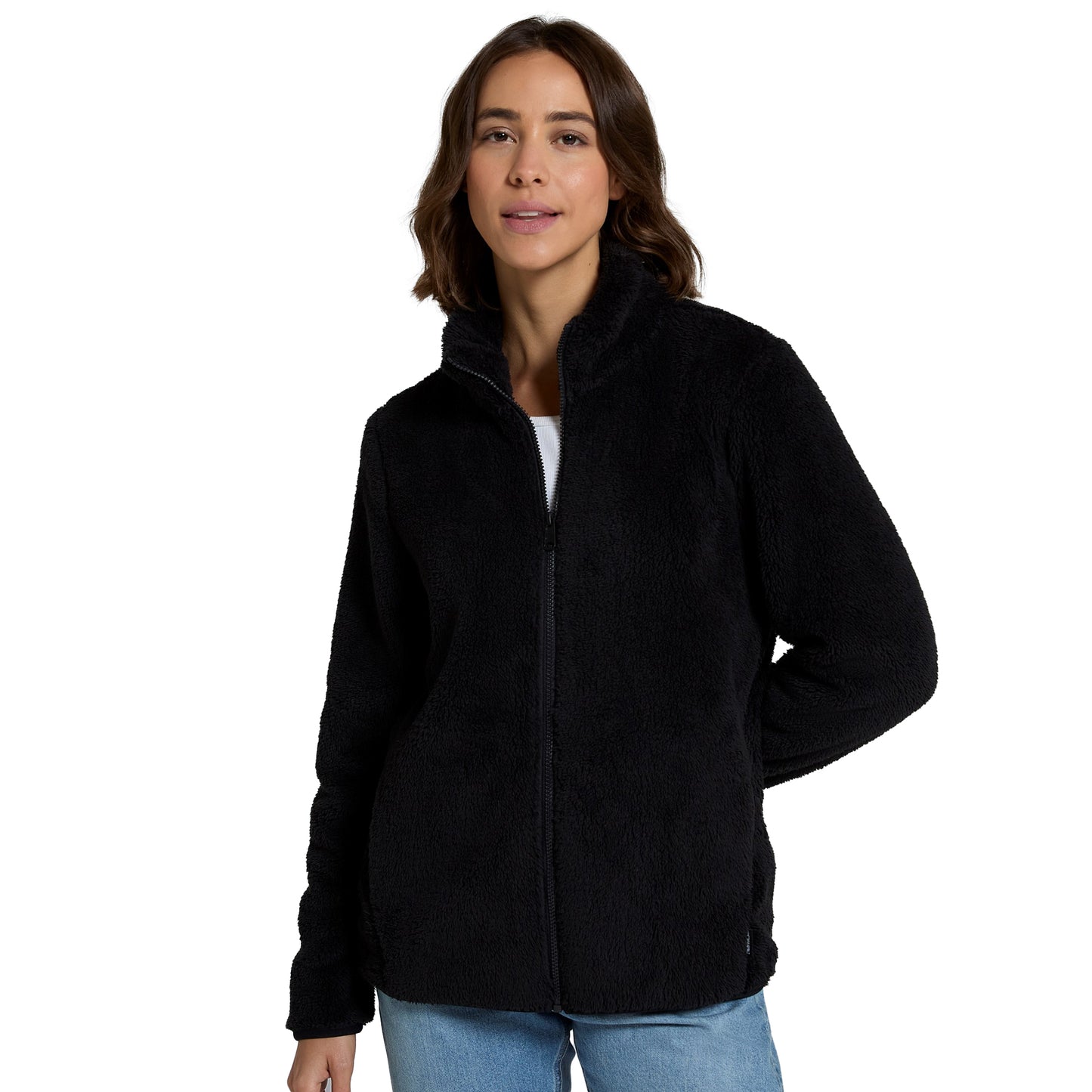 Jet Black - Side - Animal Womens-Ladies Teddy Fleece Jacket