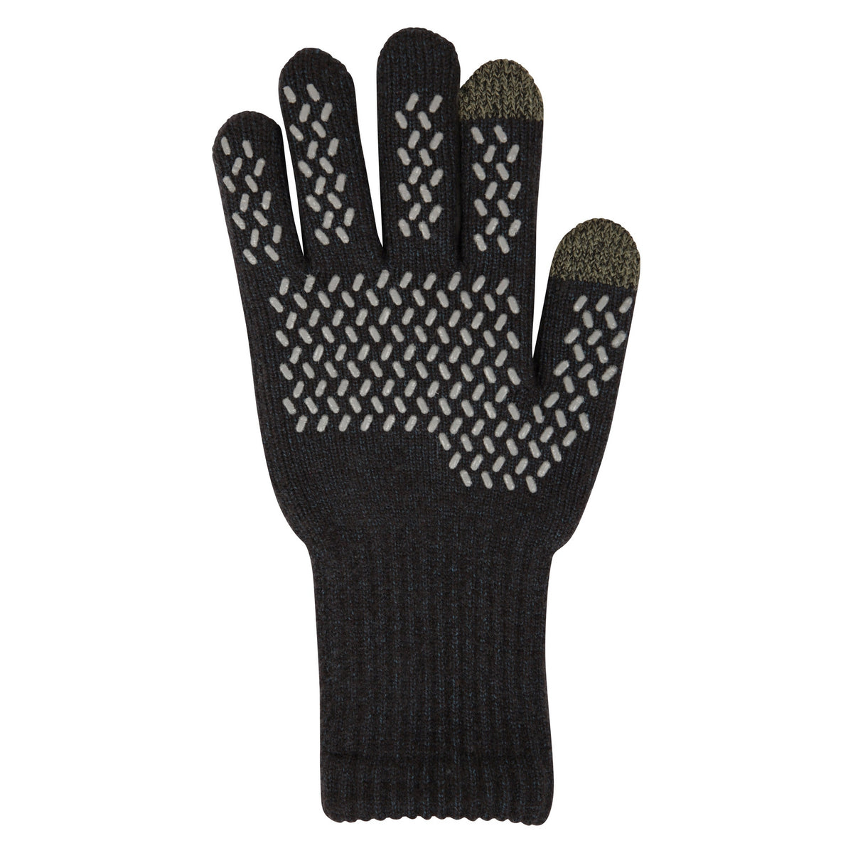 Black - Back - Mountain Warehouse Mens Gripped Waterproof Knitted Winter Gloves
