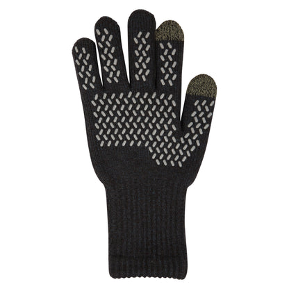 Black - Back - Mountain Warehouse Mens Gripped Waterproof Knitted Winter Gloves