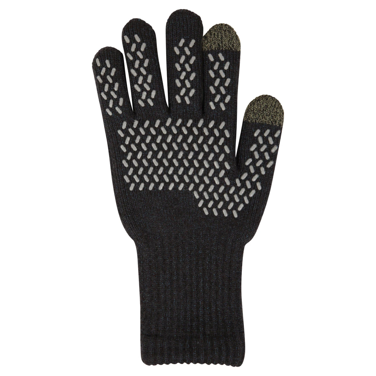 Black - Back - Mountain Warehouse Mens Gripped Waterproof Knitted Winter Gloves