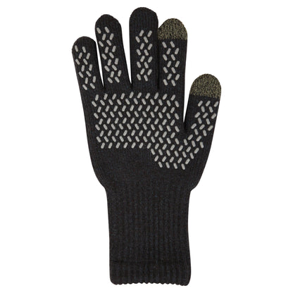 Black - Back - Mountain Warehouse Mens Gripped Waterproof Knitted Winter Gloves
