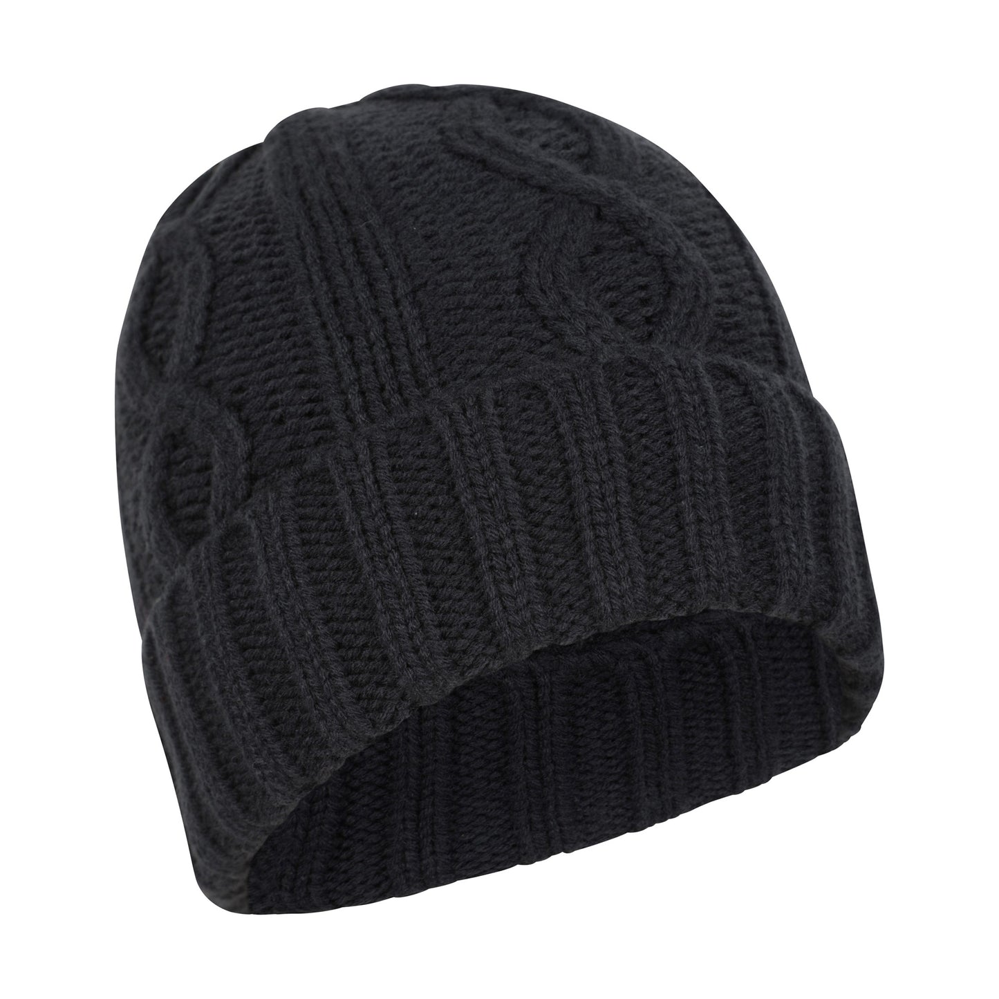 Navy - Side - Mountain Warehouse Mens Cable Fleece Lined Waterproof Beanie