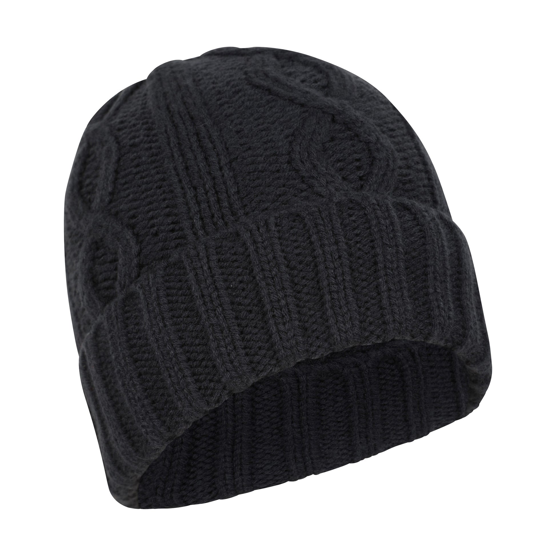 Navy - Side - Mountain Warehouse Mens Cable Fleece Lined Waterproof Beanie