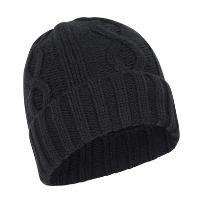 Navy - Side - Mountain Warehouse Mens Cable Fleece Lined Waterproof Beanie