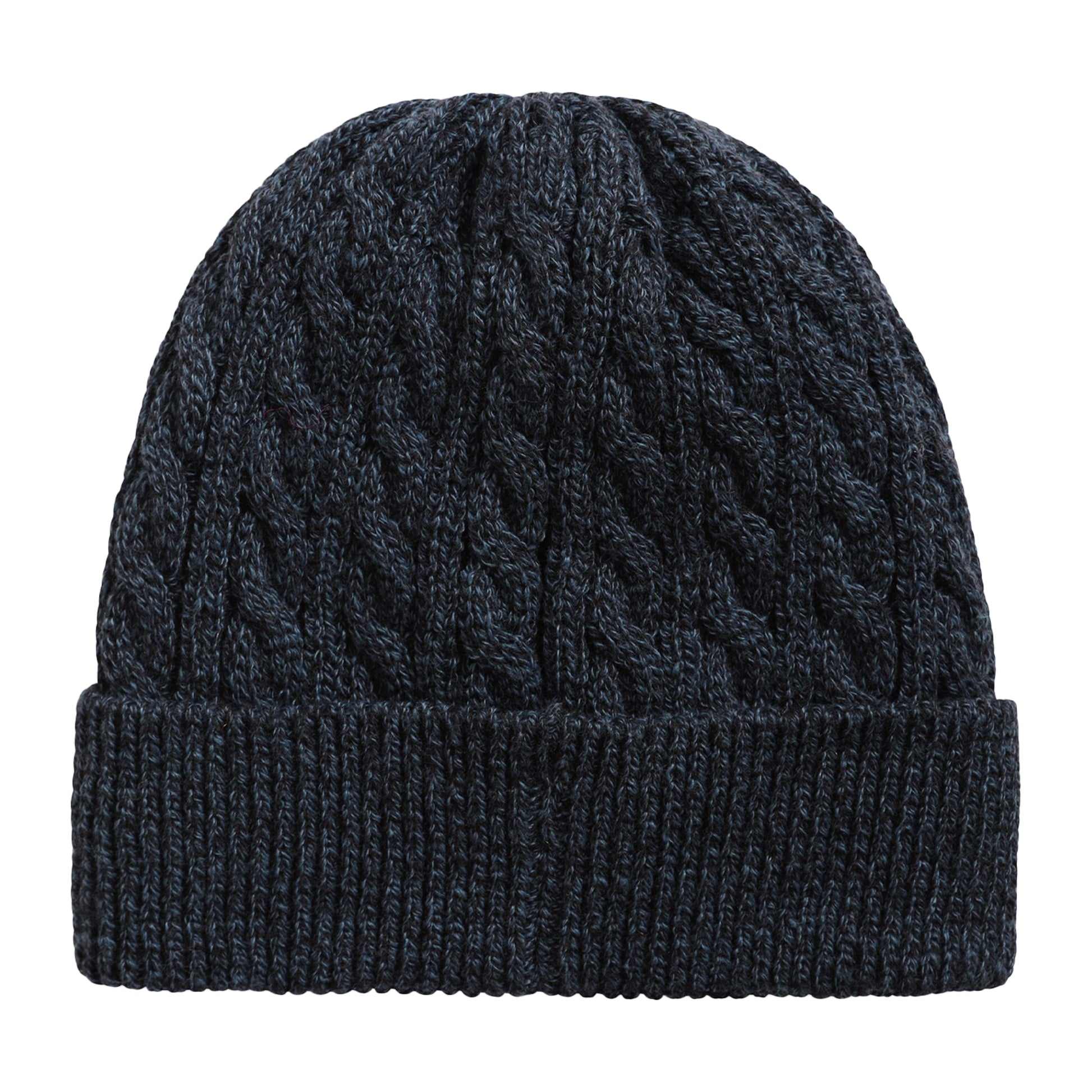 Navy - Back - Animal Mens Drew Cable Knit Faux Fur Lined Beanie
