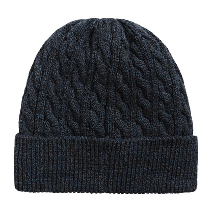 Navy - Back - Animal Mens Drew Cable Knit Faux Fur Lined Beanie