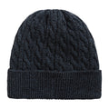 Navy - Back - Animal Mens Drew Cable Knit Faux Fur Lined Beanie