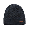 Navy - Front - Animal Mens Drew Cable Knit Faux Fur Lined Beanie
