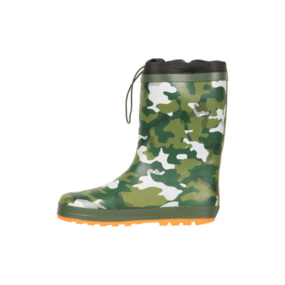 Khaki Green - Pack Shot - Mountain Warehouse Childrens-Kids Camo Winter Wellington Boots