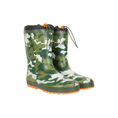 Khaki Green - Front - Mountain Warehouse Childrens-Kids Camo Winter Wellington Boots