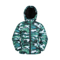 Green - Front - Mountain Warehouse Childrens-Kids Seasons Camo Faux Fur Lined Padded Jacket