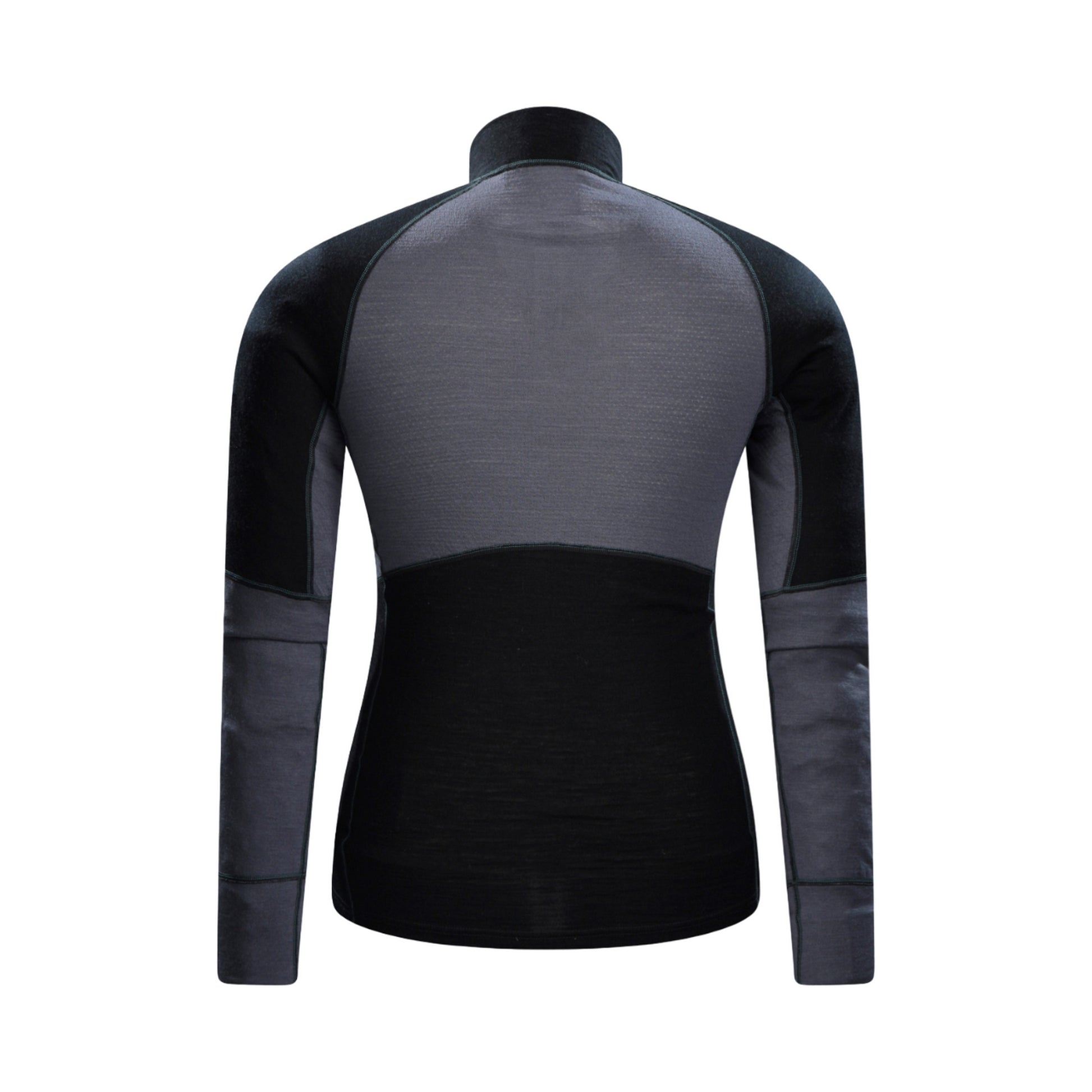 Black - Back - Mountain Warehouse Mens Ultra Merino Wool Zip Neck Base Layer Top