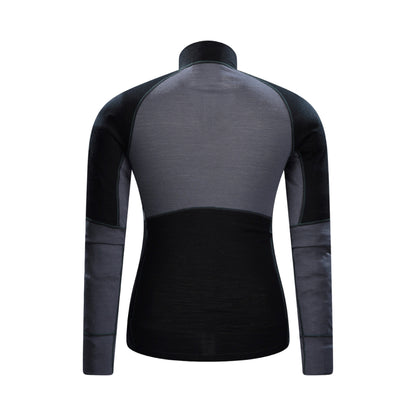 Black - Back - Mountain Warehouse Mens Ultra Merino Wool Zip Neck Base Layer Top