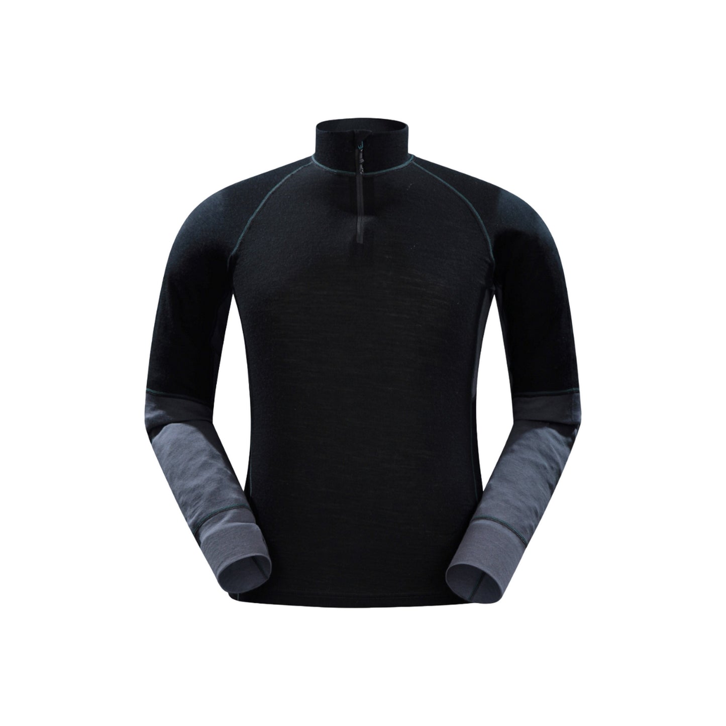 Black - Front - Mountain Warehouse Mens Ultra Merino Wool Zip Neck Base Layer Top