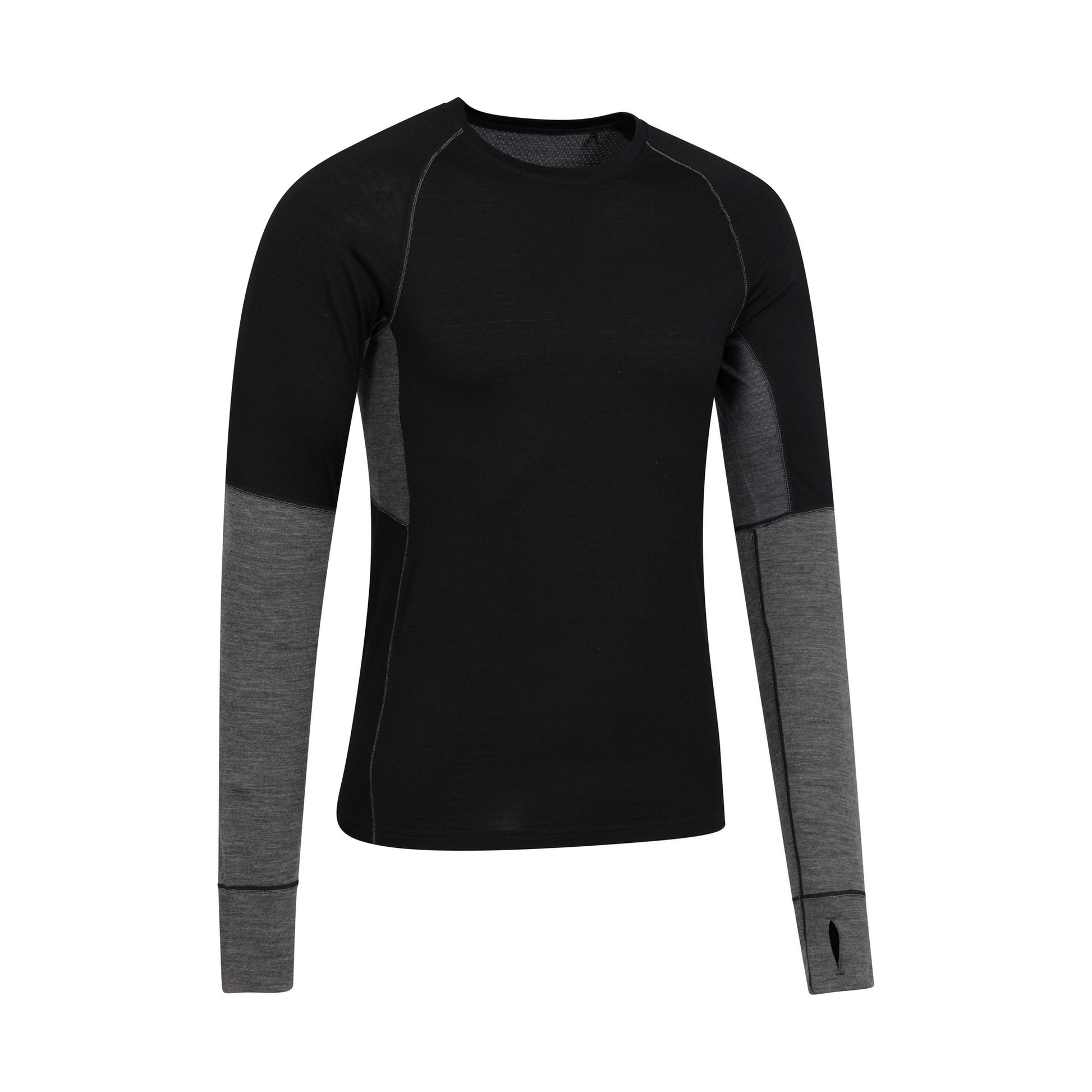 Black - Back - Mountain Warehouse Mens Ultra Merino Wool Round Neck Base Layer Top