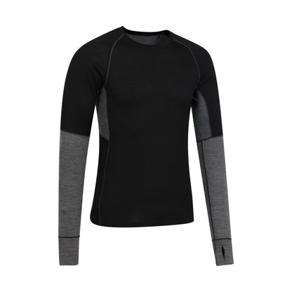 Black - Back - Mountain Warehouse Mens Ultra Merino Wool Round Neck Base Layer Top