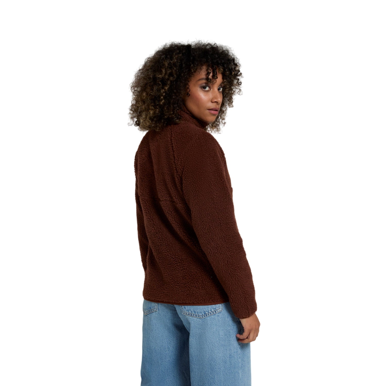 Burgundy - Back - Animal Womens-Ladies Keely Borg Half Zip Fleece Jacket