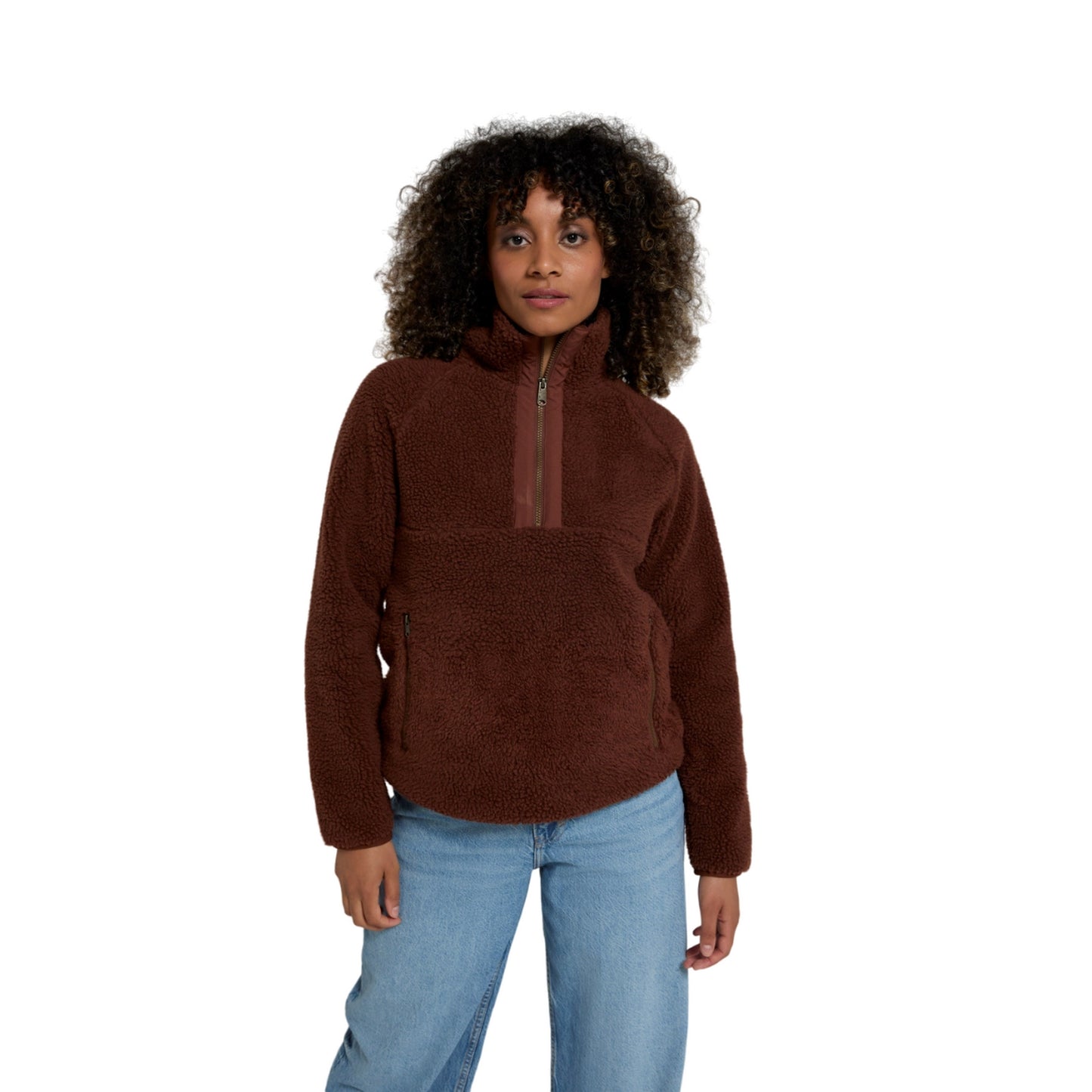 Burgundy - Front - Animal Womens-Ladies Keely Borg Half Zip Fleece Jacket
