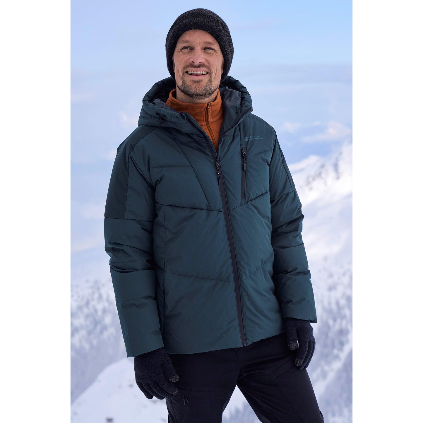Dark Green - Front - Mountain Warehouse Mens Oslo Extreme Padded Down Jacket