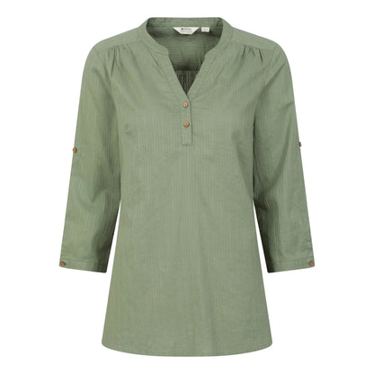 Light Khaki - Front - Mountain Warehouse Womens-Ladies Petra Relaxed Fit 3-4 Sleeve Shirt