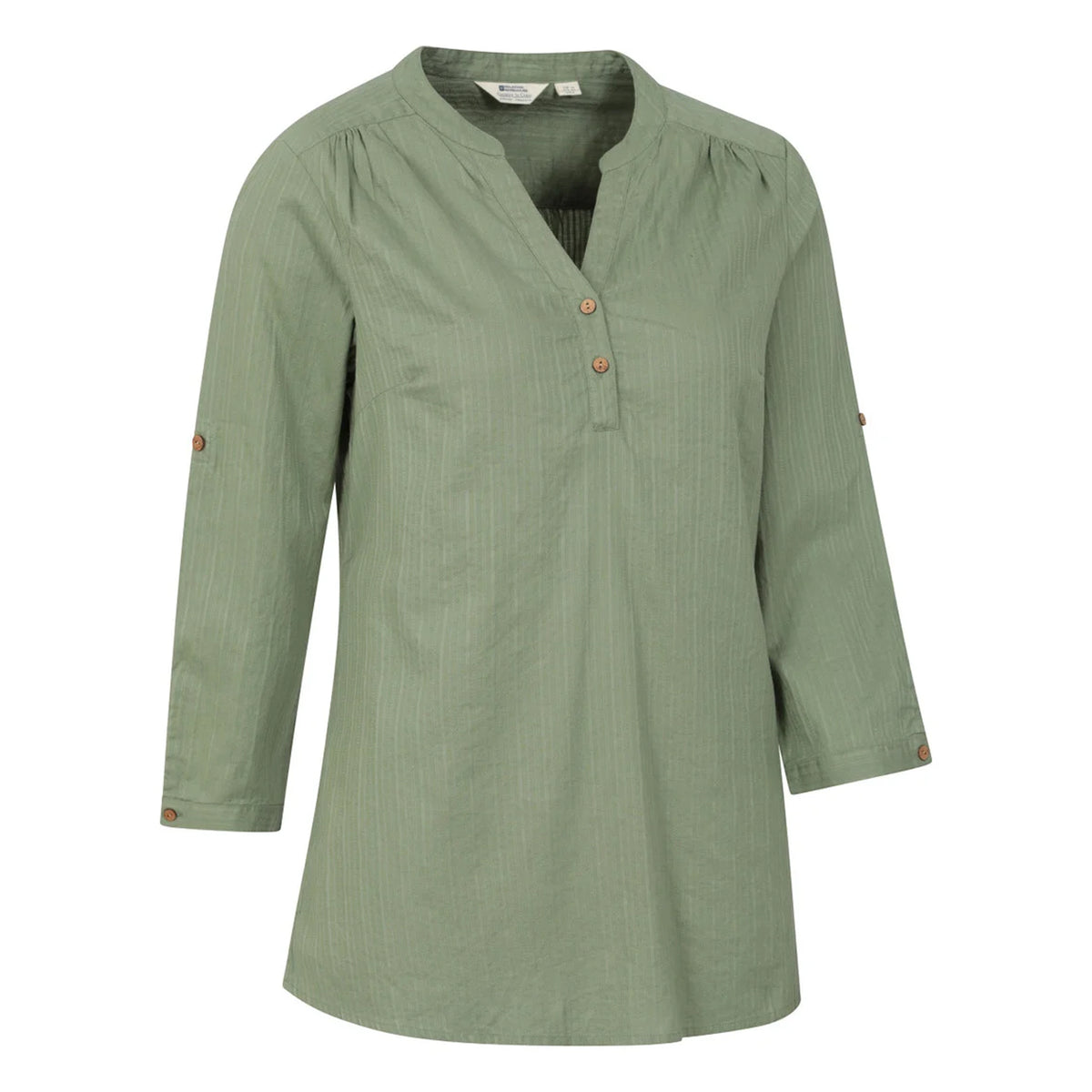 Light Khaki - Side - Mountain Warehouse Womens-Ladies Petra Relaxed Fit 3-4 Sleeve Shirt