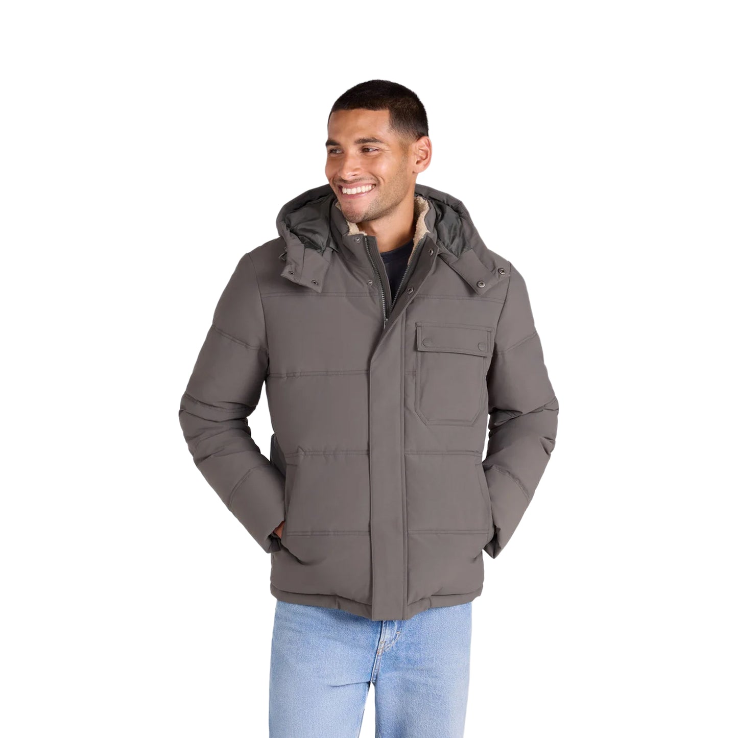Khaki Grey - Side - Mountain Warehouse Mens Fistral Padded Jacket
