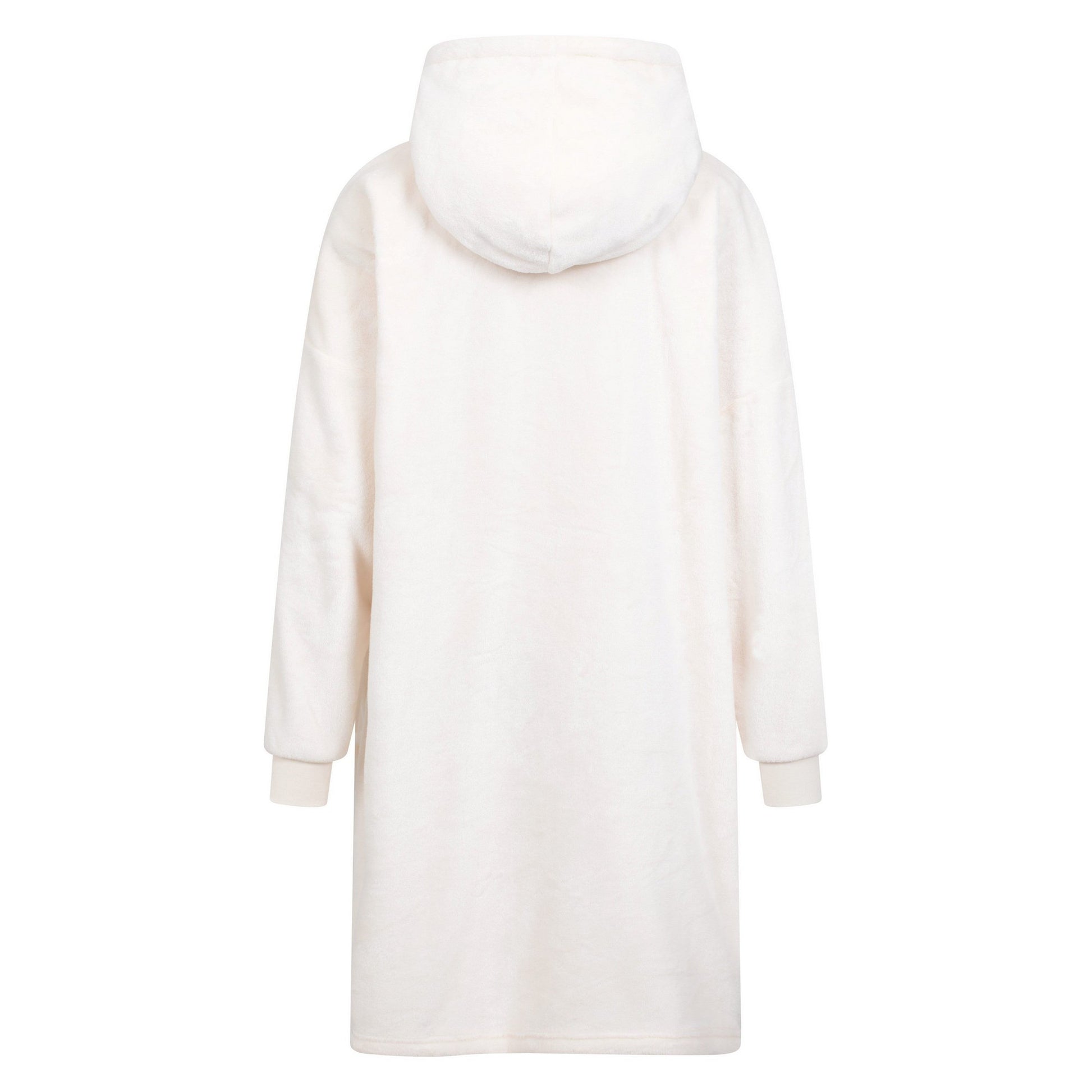 Beige - Back - Mountain Warehouse Womens-Ladies Cosy Snaggle Borg Hoodie Blanket