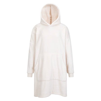 Beige - Front - Mountain Warehouse Womens-Ladies Cosy Snaggle Borg Hoodie Blanket