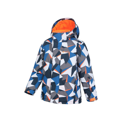Bright Blue - Side - Mountain Warehouse Childrens-Kids Mogal Geometric Ski Jacket