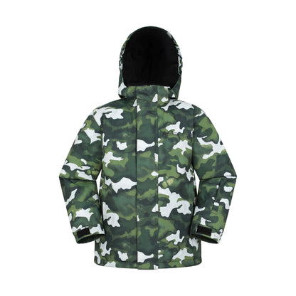 Dark Green - Front - Mountain Warehouse Childrens-Kids Mogal Camo Ski Jacket
