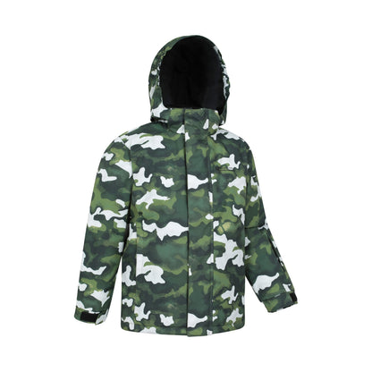 Dark Green - Lifestyle - Mountain Warehouse Childrens-Kids Mogal Camo Ski Jacket